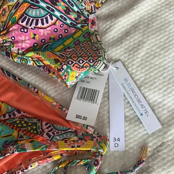 Bleu Rod Beattie Seriously Sunny Tie Side Bikini Top Size 34D and Bottom Size 10 - Picture 11 of 11